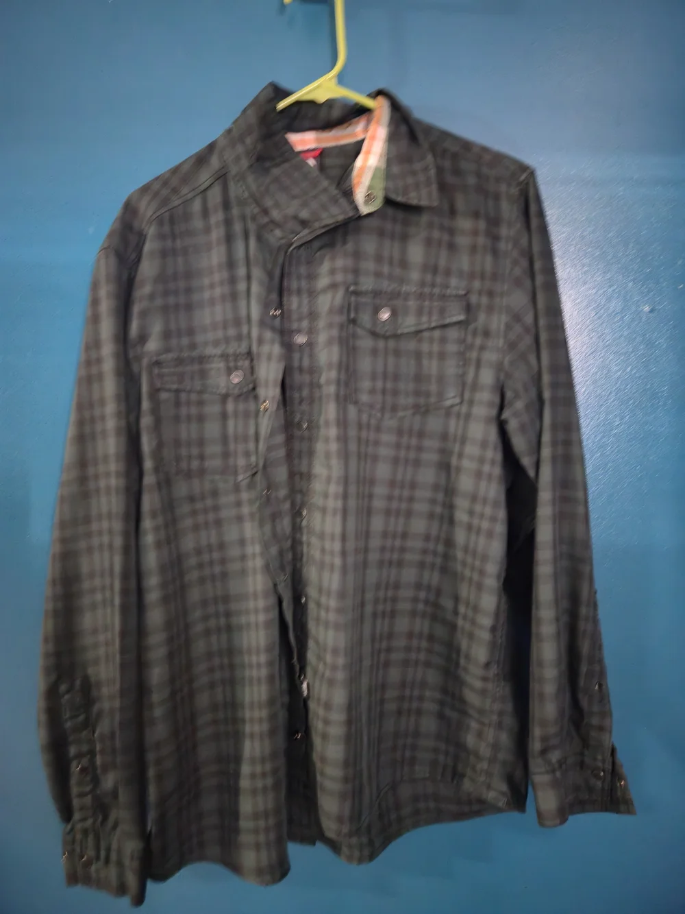 The North Face Men's Dark Green Plaid Button-Up Shirt Jacket